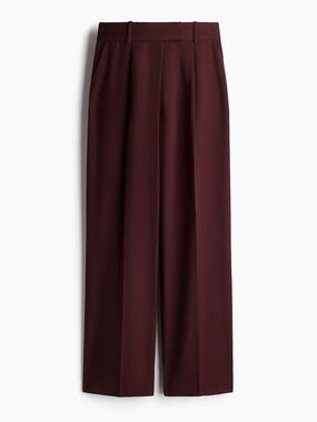 H&M Wide-Leg Tailored Pants in Burgundy